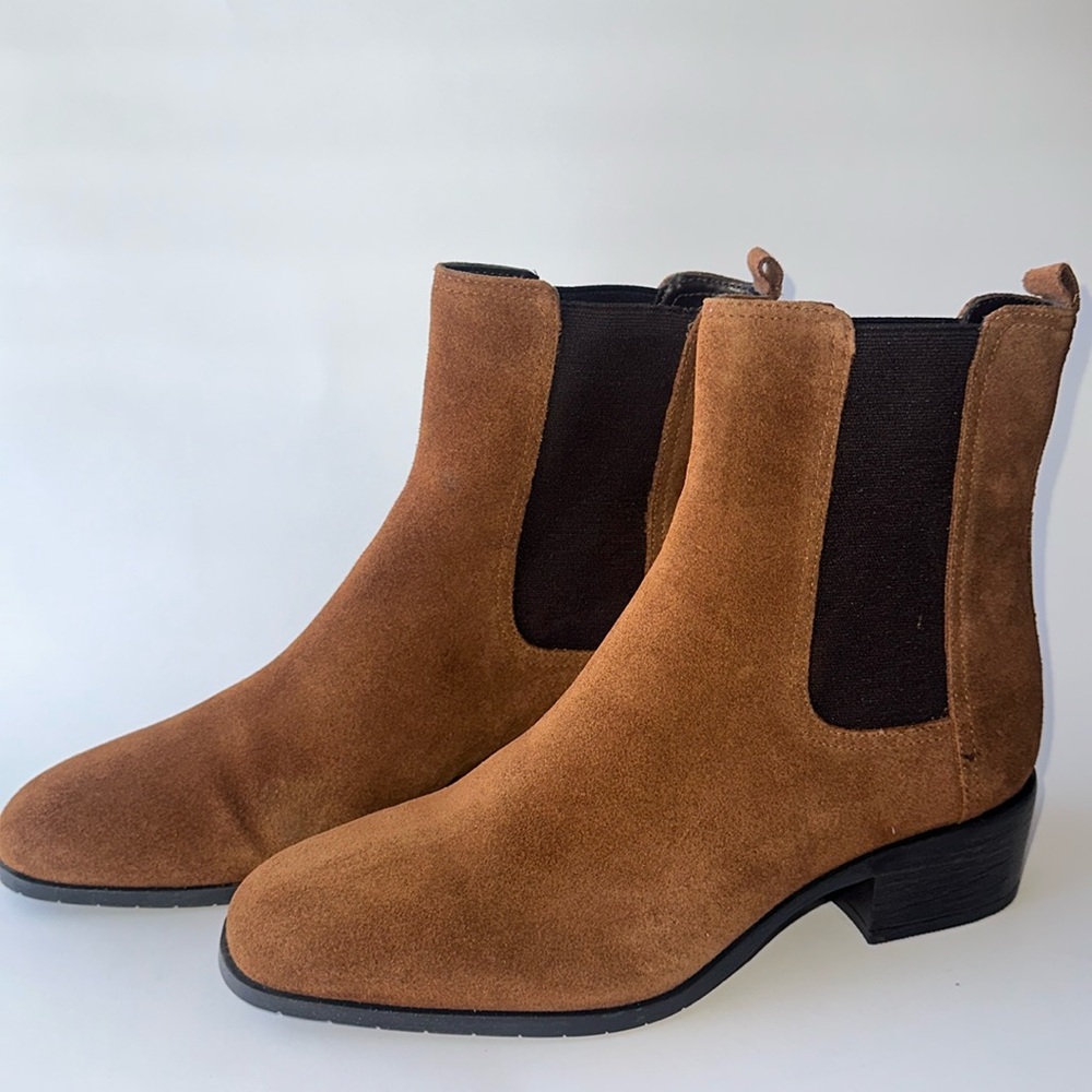 Reaction Kenneth Cole Salt Chelsea Suede Ankle Women Boot Pecan Brown 10 M EU 41